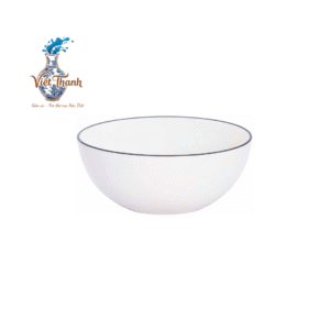 Chén sứ trắng bóng viền đen