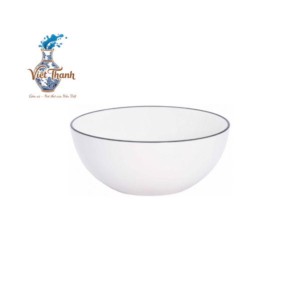 Chén sứ trắng bóng viền đen