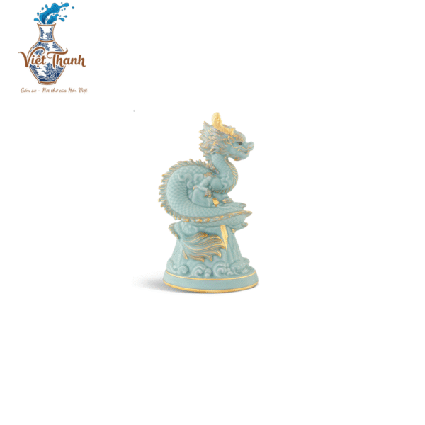 Tượng rồng Long Phù Đại Khánh 23.9 cm - Men Ngọc Sương Mờ
